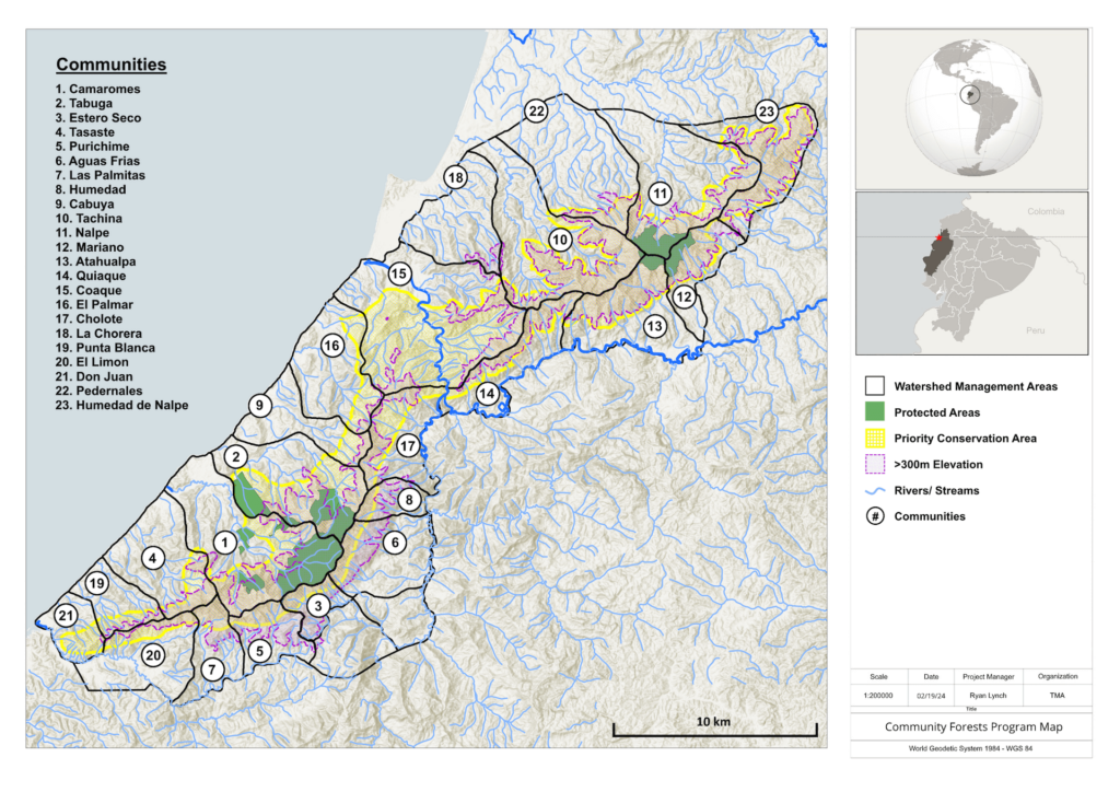 Map of watersheds in Capuchin Corridor